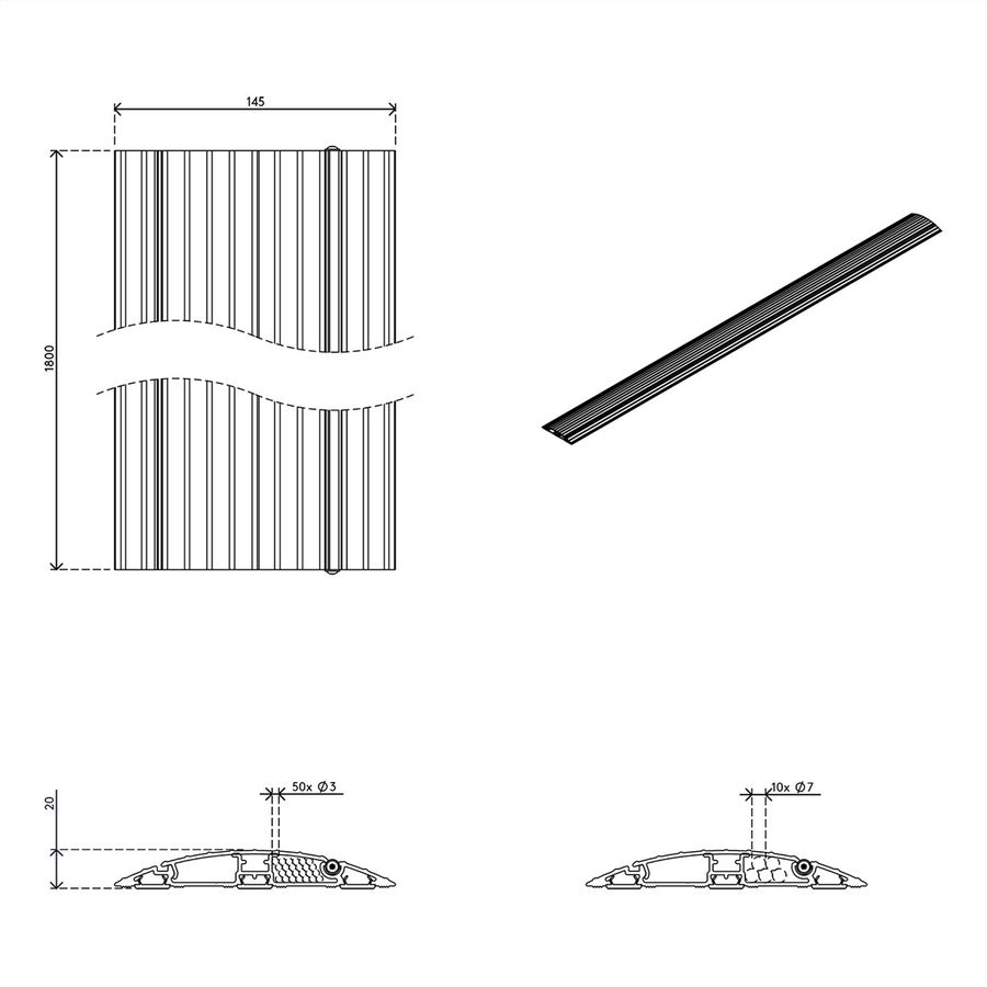 DATAFLEX Addit protège-câbles, droit 432, argent, 180 cm
