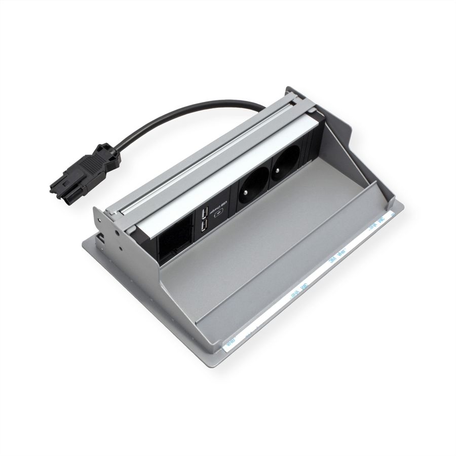 BACHMANN CONEO SET 2xUTE 1xUSB 1xCM 0,2m GST18 aluminium blanc