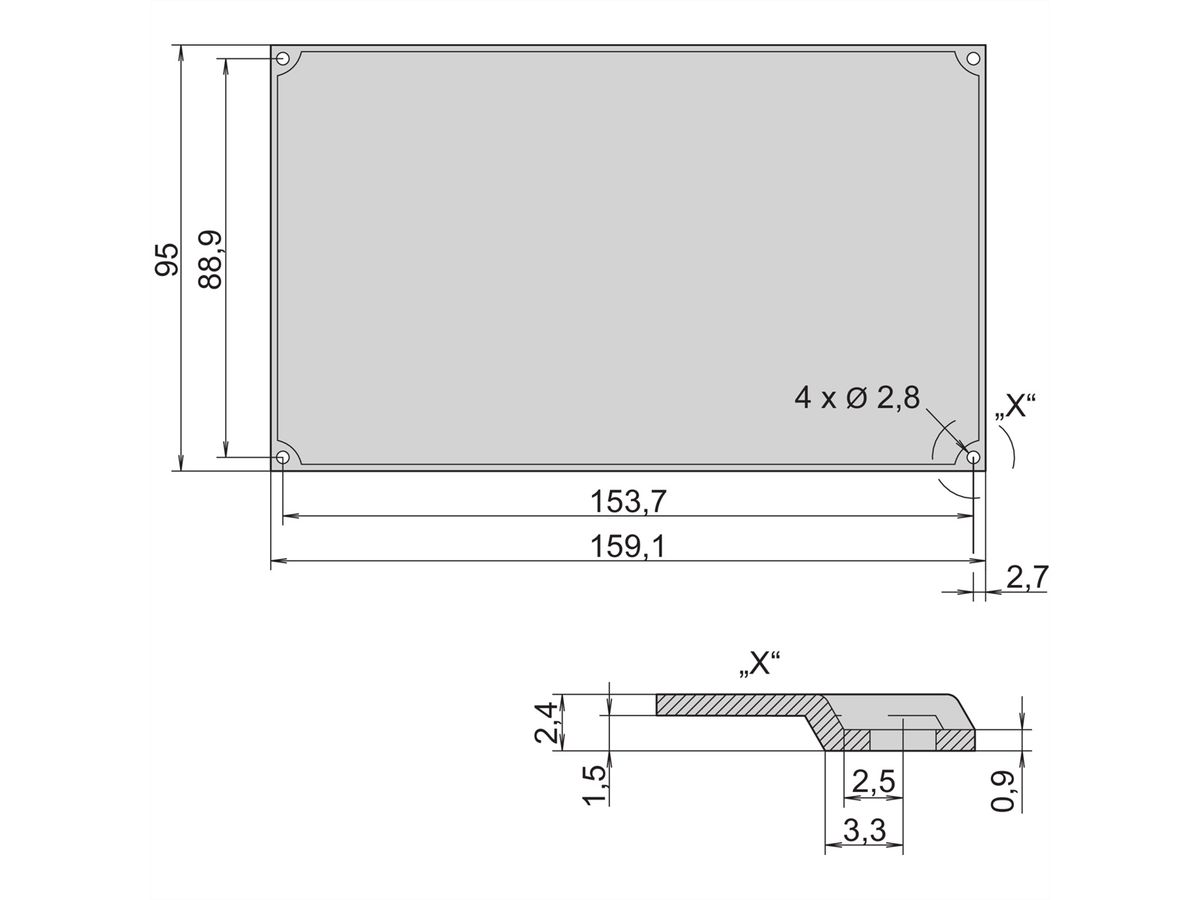 Couvercle latéral à souder pour circuit imprimé SCHROFF, 3 U, 100 mm x 160 mm, 85°C