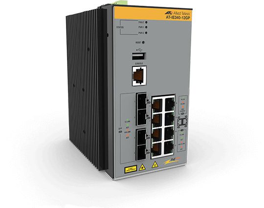 Allied Telesis AT-IE340-12GP-80 Géré L3 Gigabit Ethernet (10/100/1000) Connexion Ethernet, supportant l'alimentation via ce port (PoE) Gris