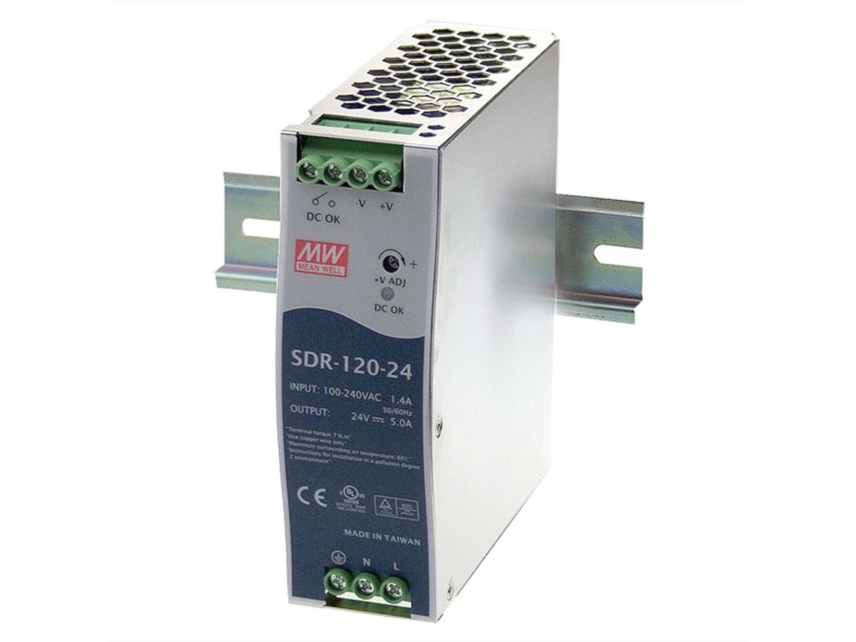 Mean Well SDR-120-24  Alimentation Glissières DIN 120W 24V DC