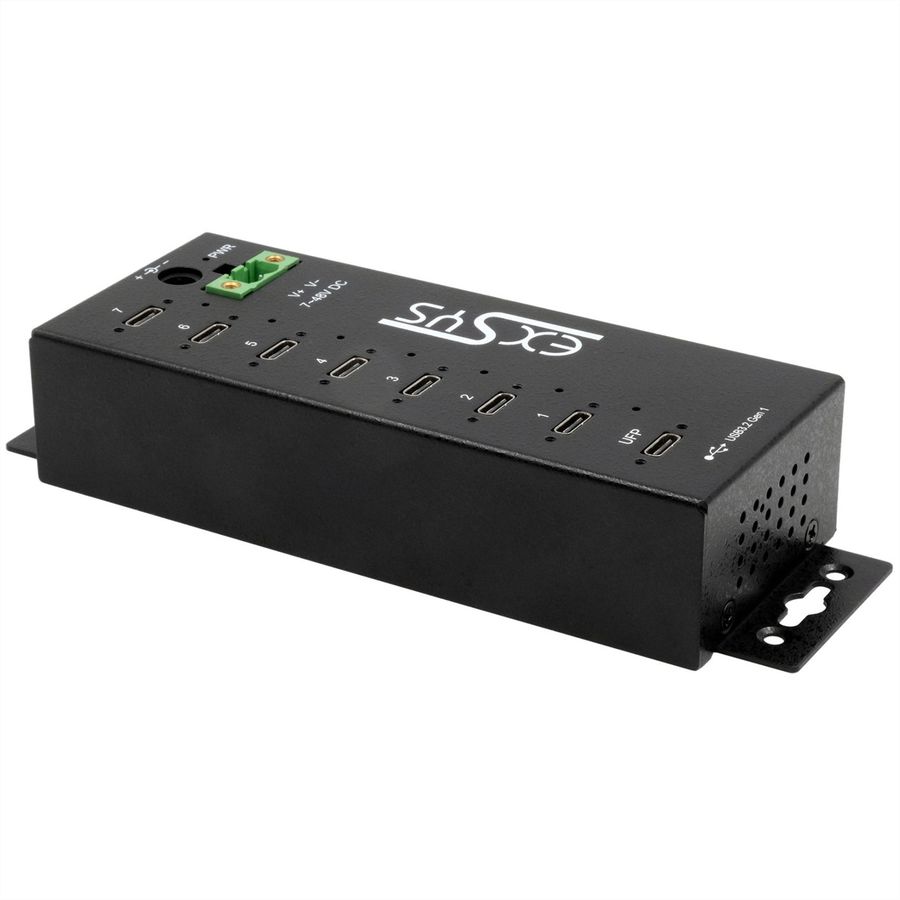 EXSYS EX-1537HMVS Hub USB-C 3.2 Gen 1 métallique à 7 ports, avec protection contre les surtensions EDS 15 kV