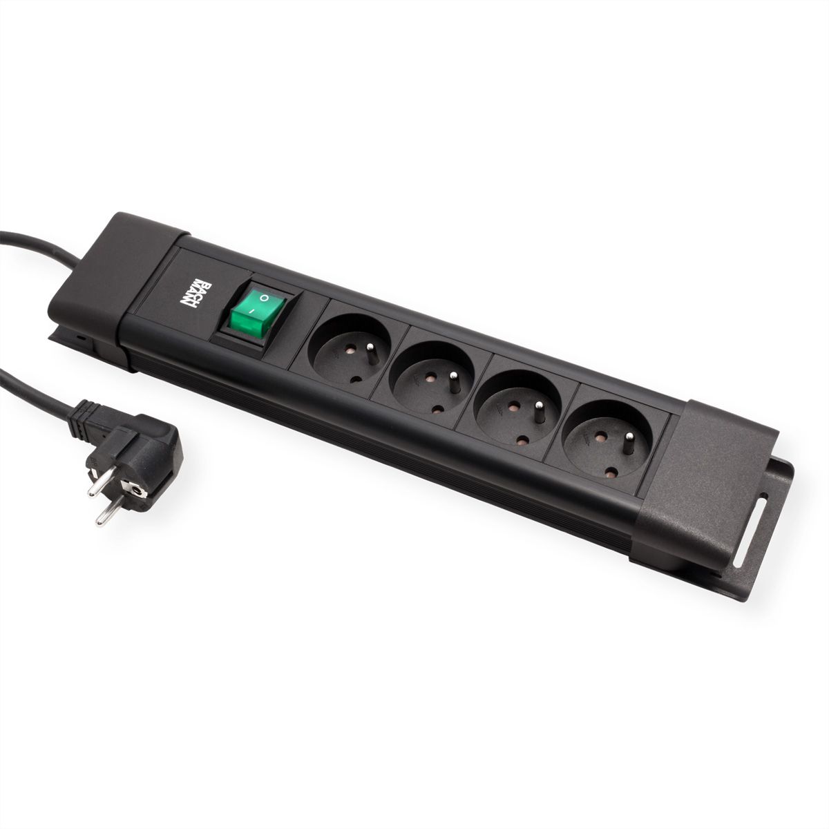 BACHMANN CONNECTUS 4xUTE , 1xinterrupteur 2,0m CEE7/7 noir