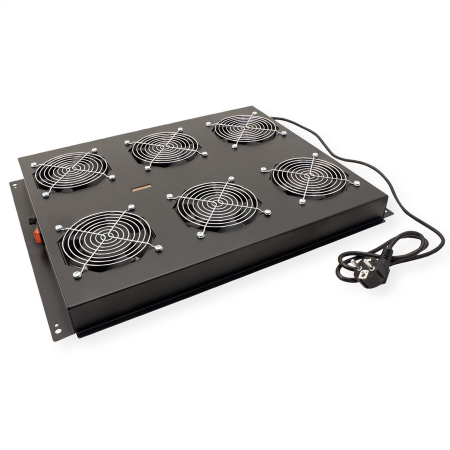 ROLINE 19" Unité de ventilation de toit, 6 ventilateurs, ON/OFF, pour baie serveur par serie, noir