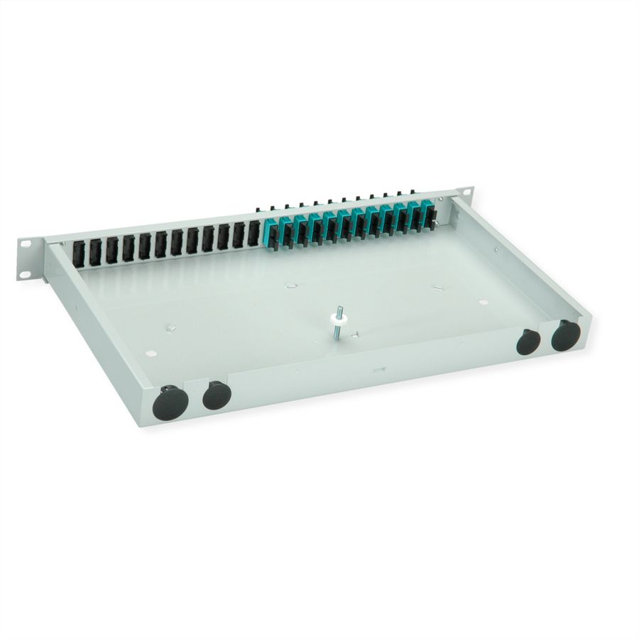 TELEGÄRTNER BASIS eco Panneau FO avec coupleurs, 12x SC Duplex, turquoise, OM3