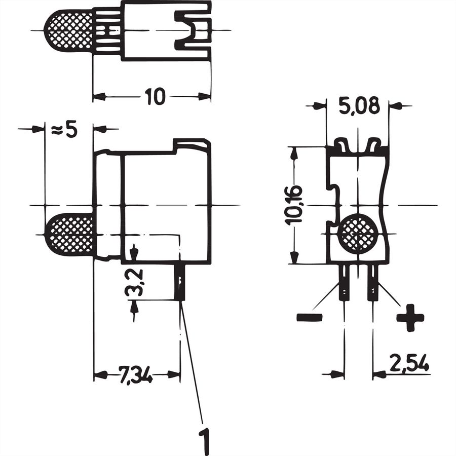 DEL unique SCHROFF Ø 3,2 mm, court-circuit, plan de montage 1, rouge, courant faible