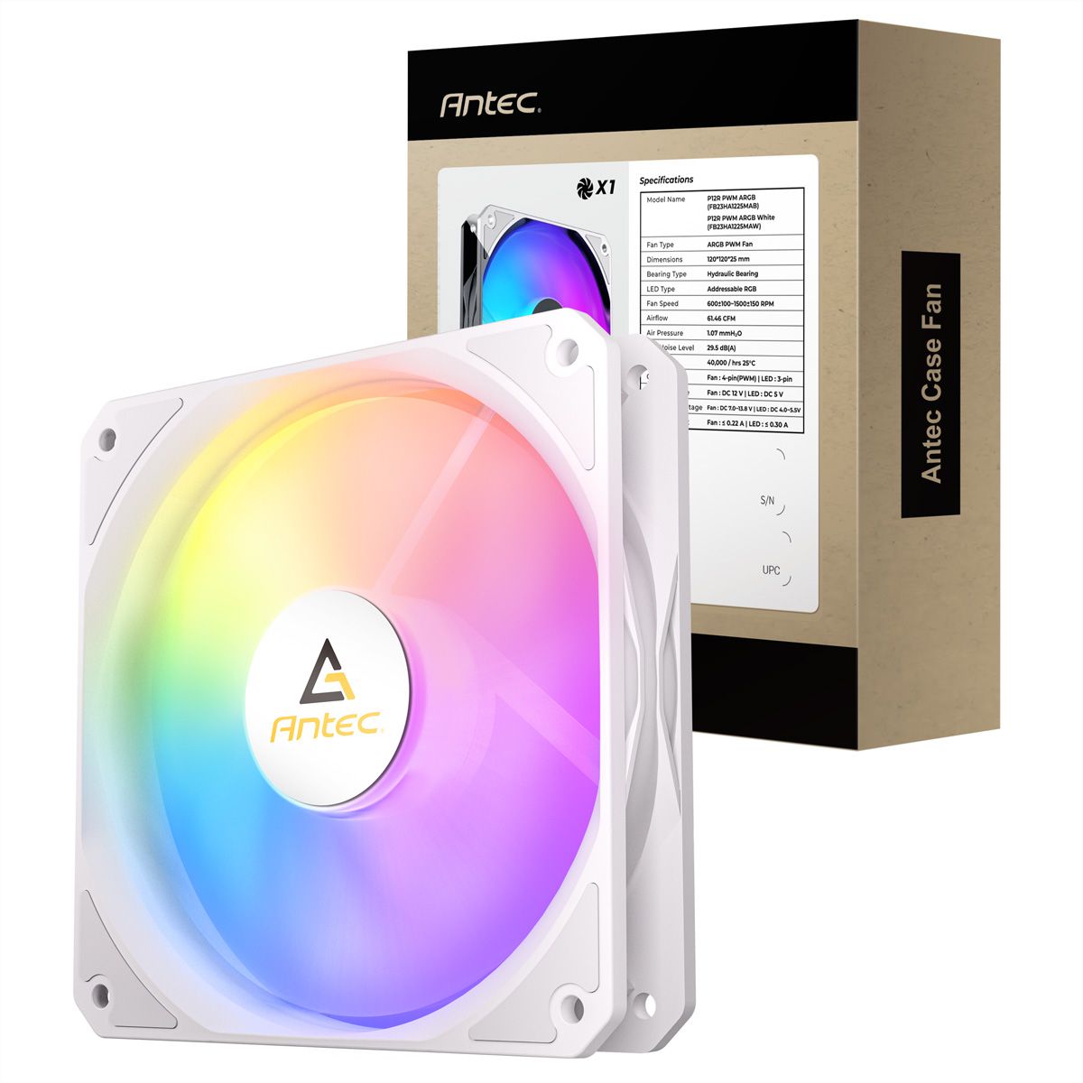 ANTEC P12R PWM ARGB REVERSE Ventilateur de boîtier PC, blanc