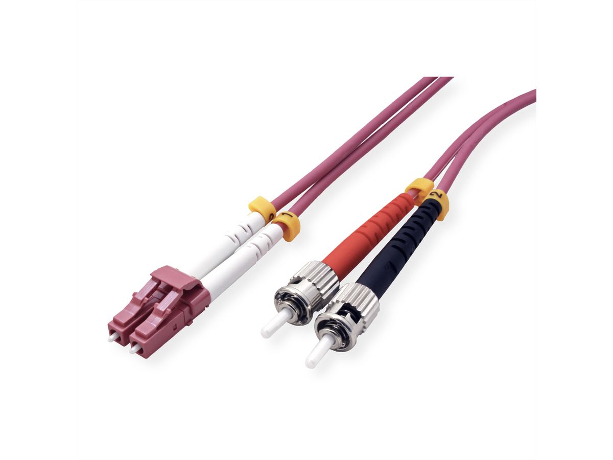 VALUE Câble FO 50/125µm, LC/ST, OM4, violet, 1 m