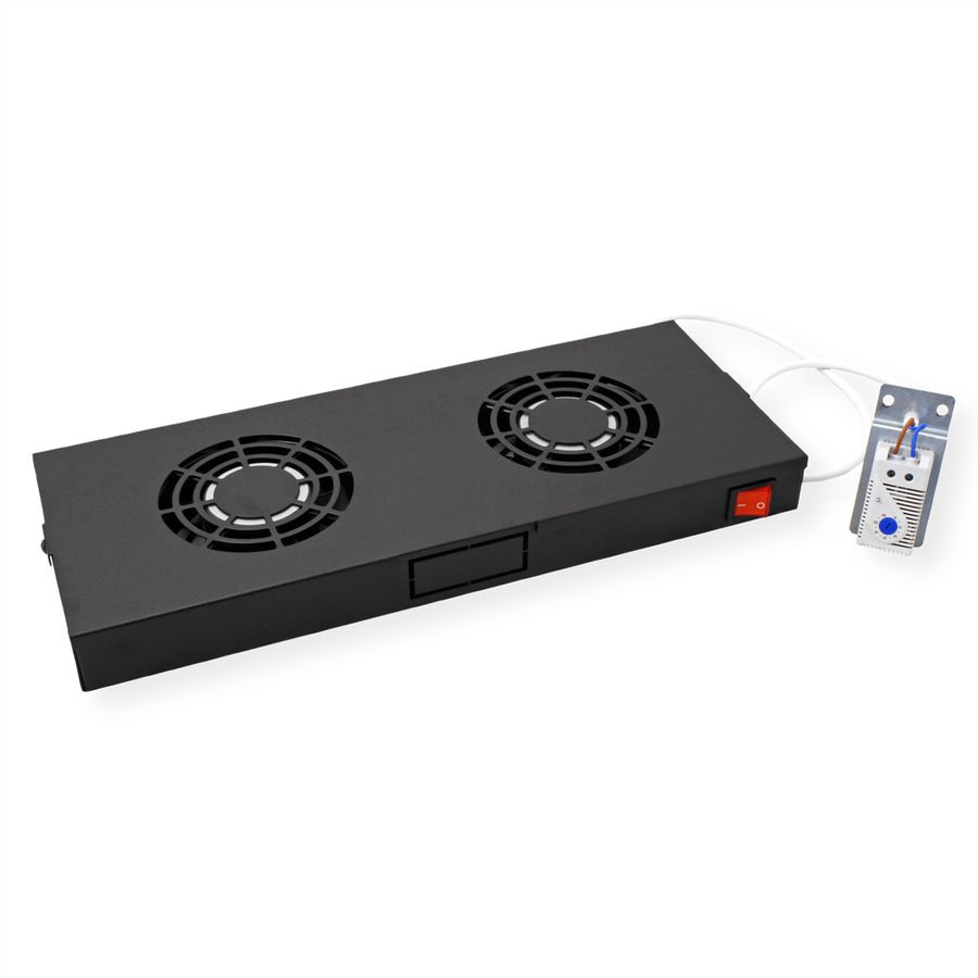 ROLINE 19" Unité de ventilation, 2 ventilateurs, thermostat, noire