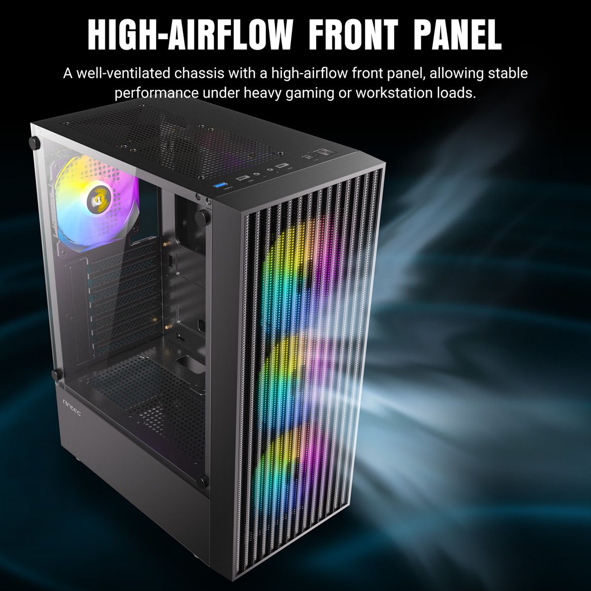 ANTEC AX27 RGB Elite Boîtier PC Midi Tower Gaming ATX, noir