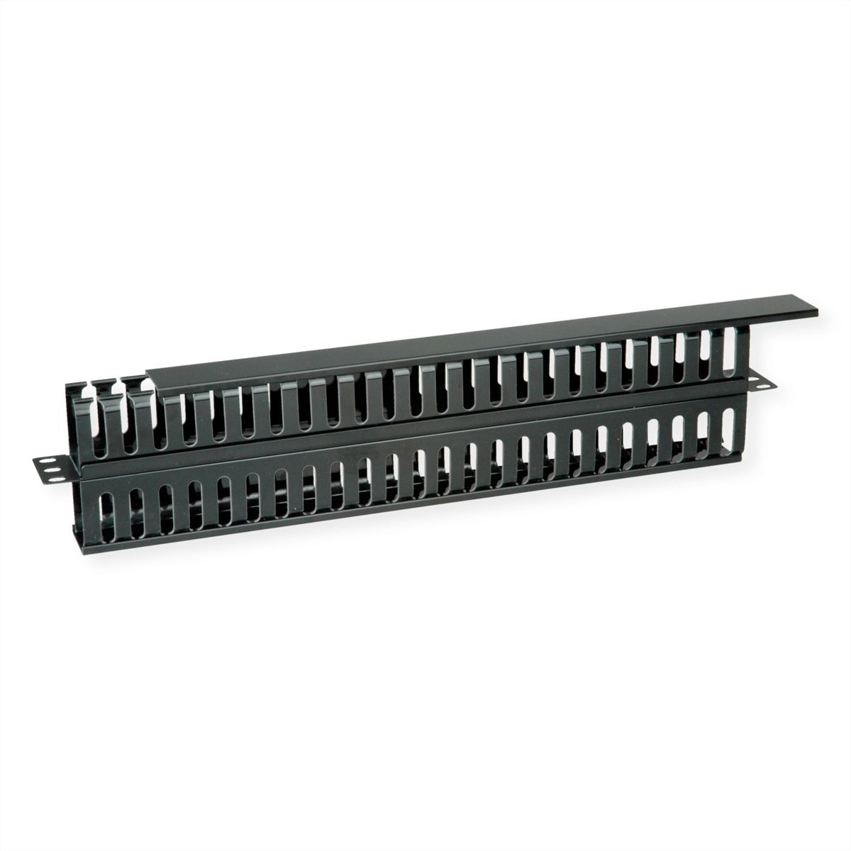 VALUE Plaque avant 19" de 1U avec canal de rangement de chaque côté, noir