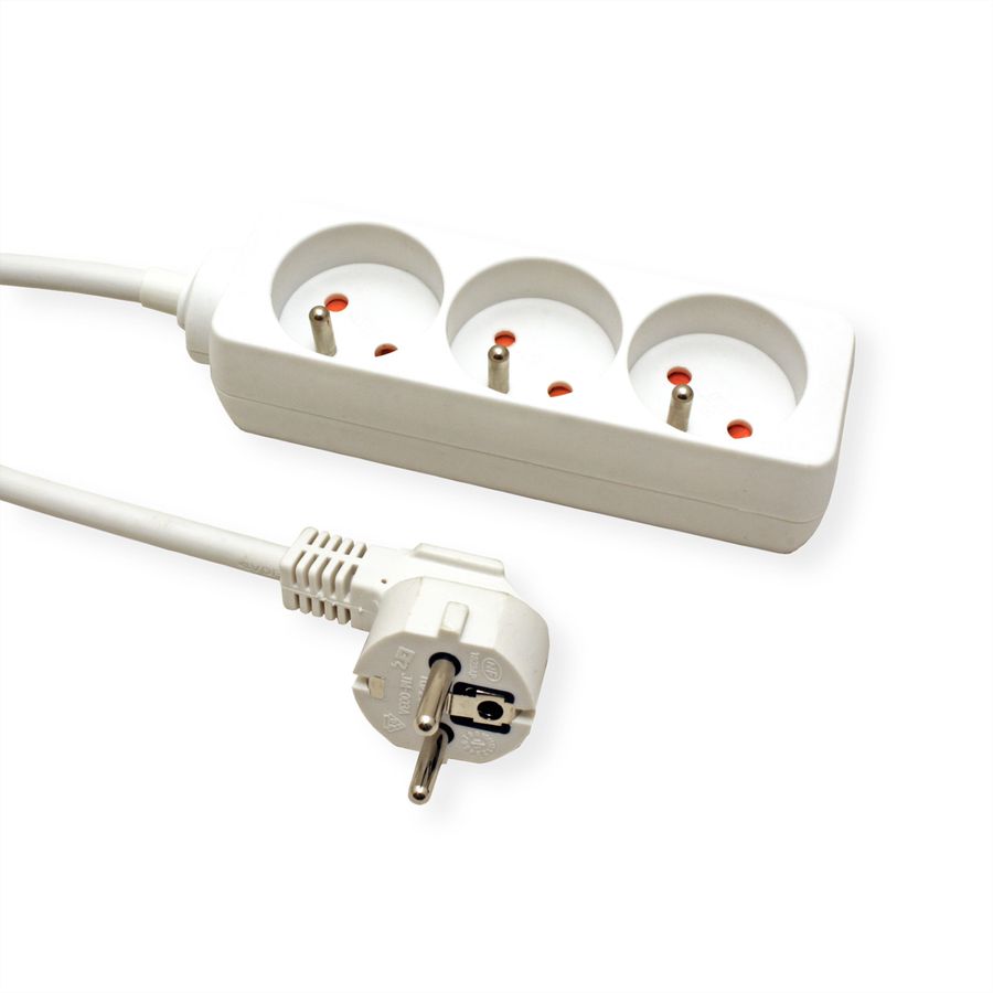 VALUE Prise multiple, 3x UTE sans interrupteur, blanche, 3m