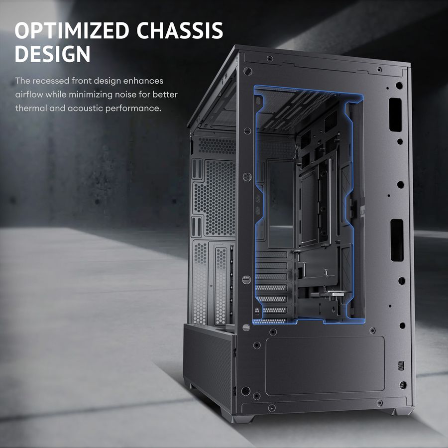 ANTEC FLUX Rear ATX/Micro-ATX/ITX Boîtier PC Midi Tower, noir