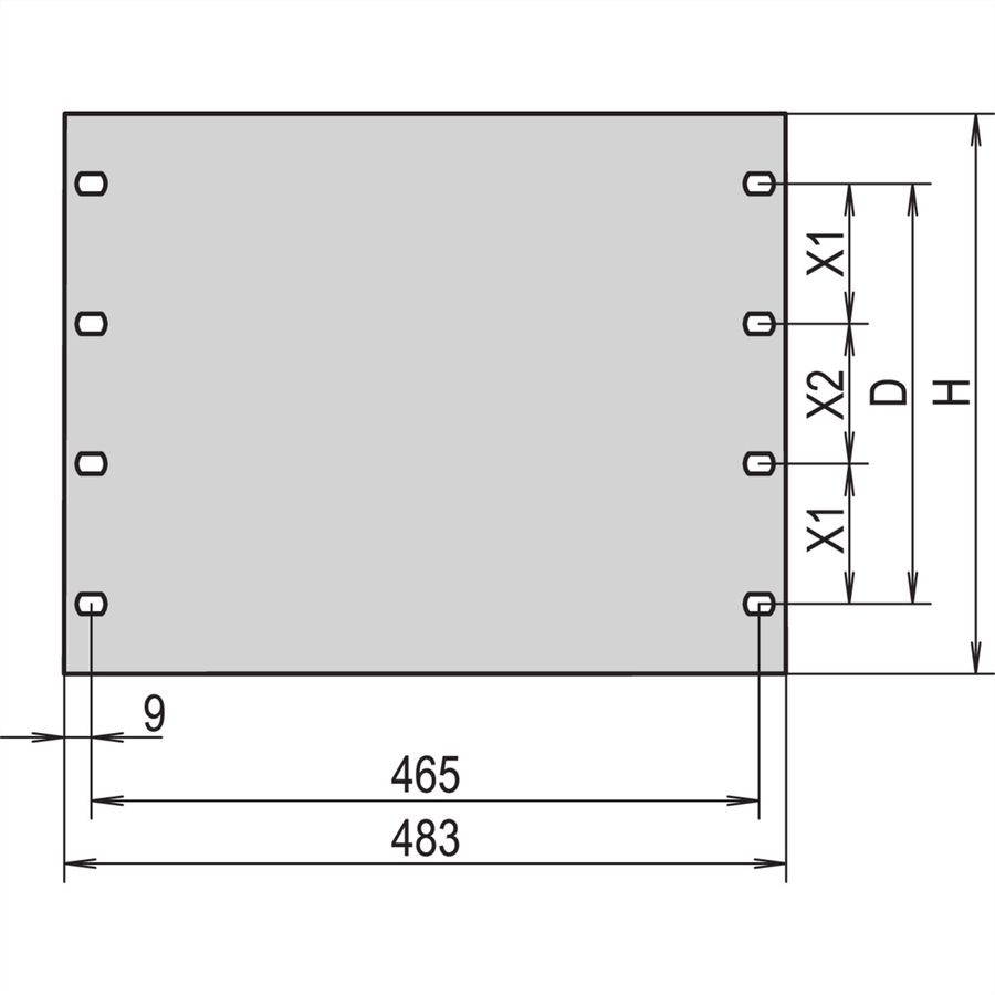 Face avant 19" SCHROFF, 10 U, 3 mm, alu, RAL 7021