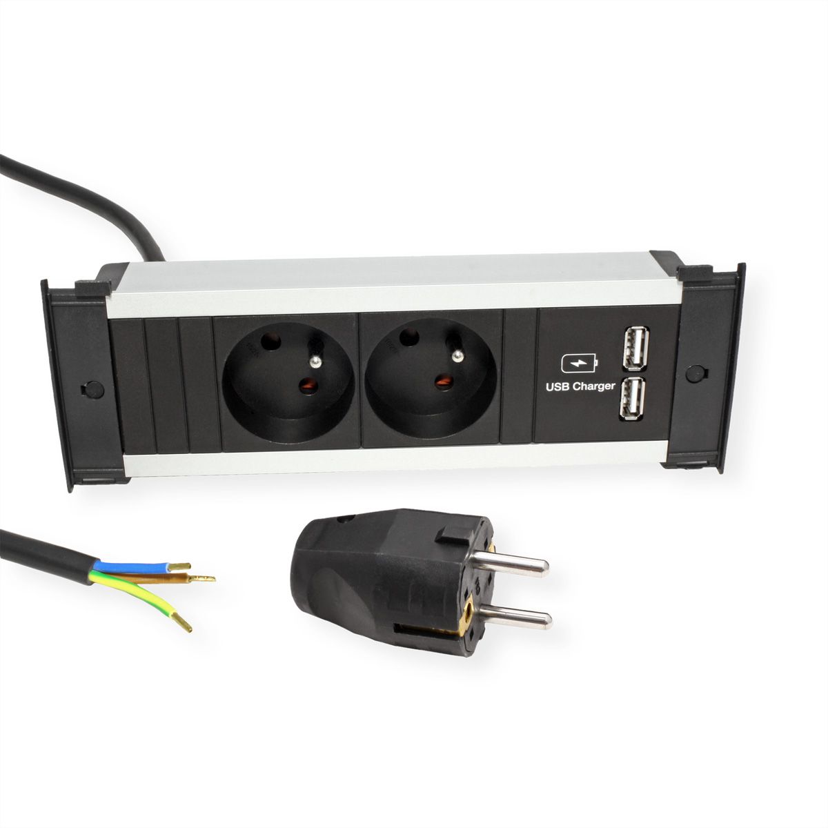 BACHMANN KAPSA S 2xUTE 1xUSB courant 2,0m CEE7/7