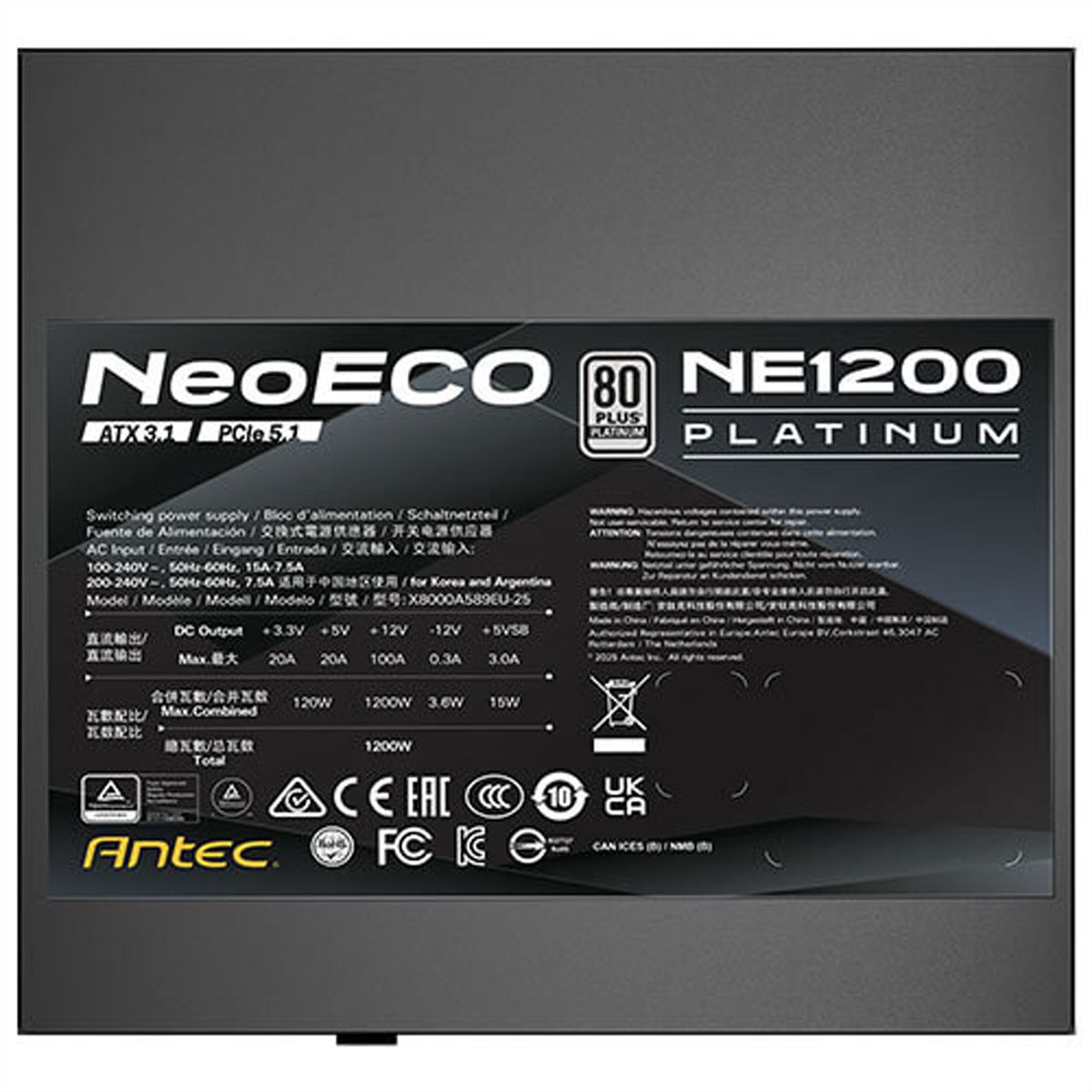 ANTEC NE850P EC Bloc d'alimentation 1200W , noir