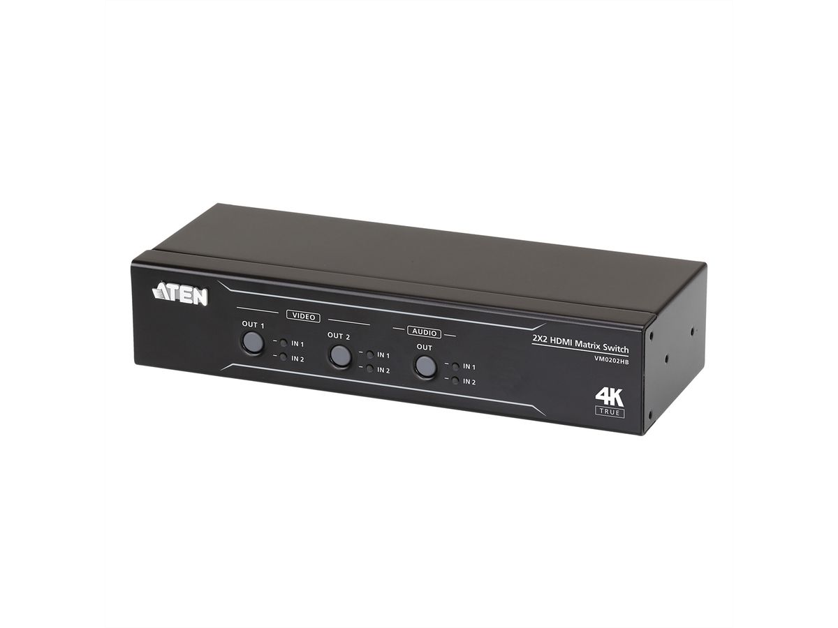 ATEN VM0202HB Commutateur matriciel HDMI True 4K 2 x 2 avec Désembeddeur audio