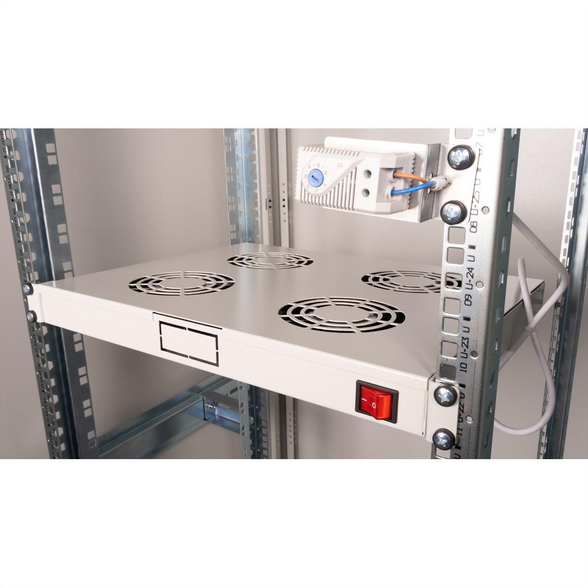 ROLINE 19" Unité de ventilation, 4 ventilateurs, Thermostat gris