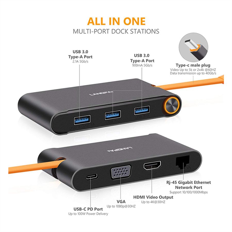 EXSYS EX-1198VS Hub à 7 ports USB 3.1 Gen1 C, adaptateur 12V/3A et câble USB C-C