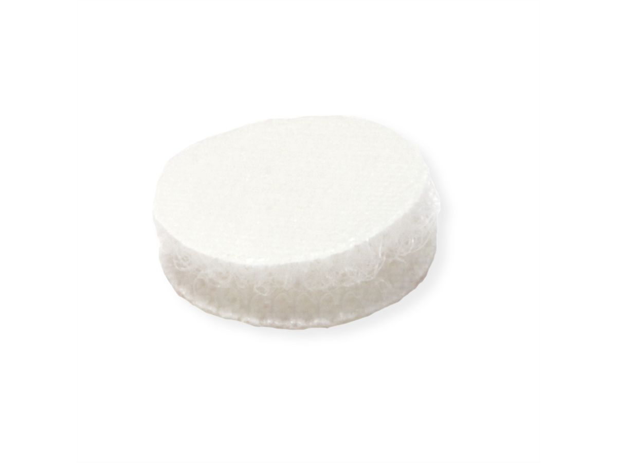 VELCRO® Boutons ronds 16mm x 16 blancs, crochets & velours autocollants