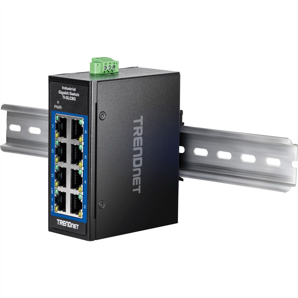 TRENDnet TI-GLC80  Mini switch industriel rail DIN, Gigabit Ethernet à 8 ports