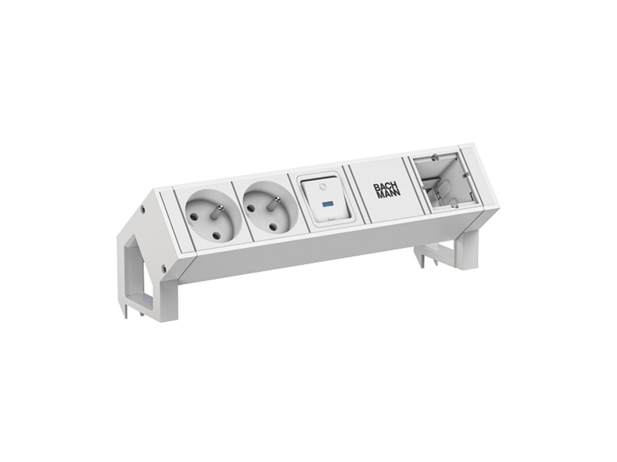 BACHMANN DESK2 white 2xUTE 1xinterrupteur 1xCM 0,2m GST18 RAL9010
