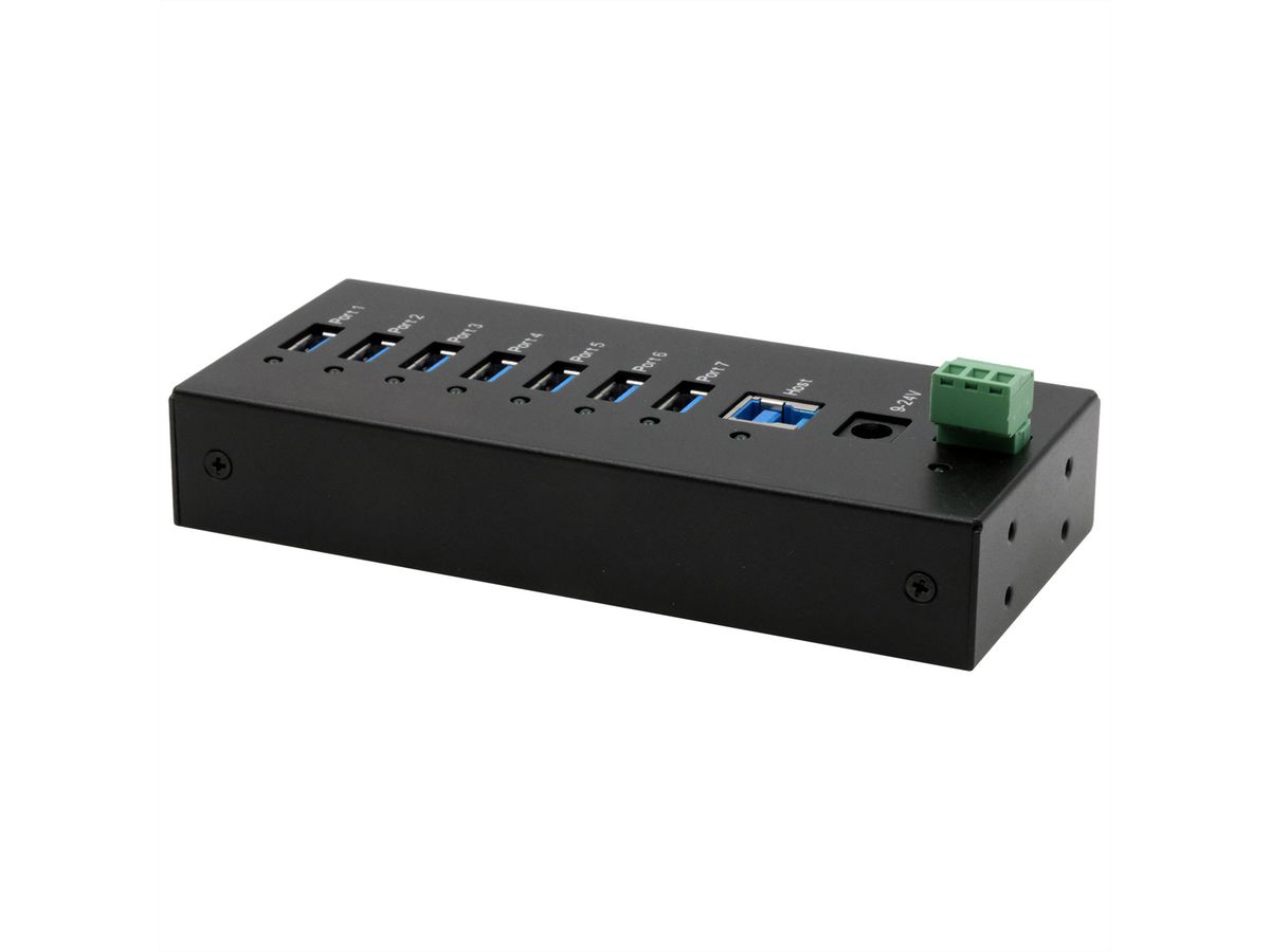 EXSYS EX-11247HMS HUB 7 ports USB 3.2 Gen 1 Din-Rail Kit et mur VIA VL813 Chipset