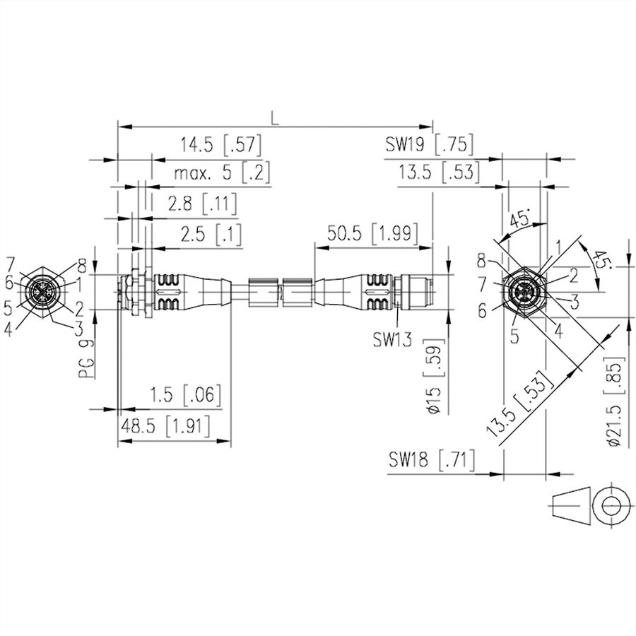 METZ CONNECT Câble Ethernet industriel M12 M/F, codage X, 5 m