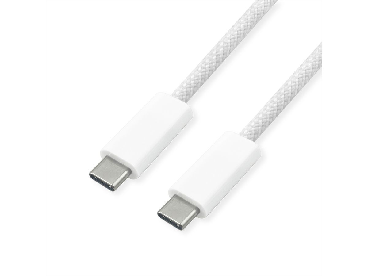ROLINE Câble USB4 Gen3x2, C–C, M/M, 8K UHD-2, 40Gbit/s, 240W, blanc, 2 m