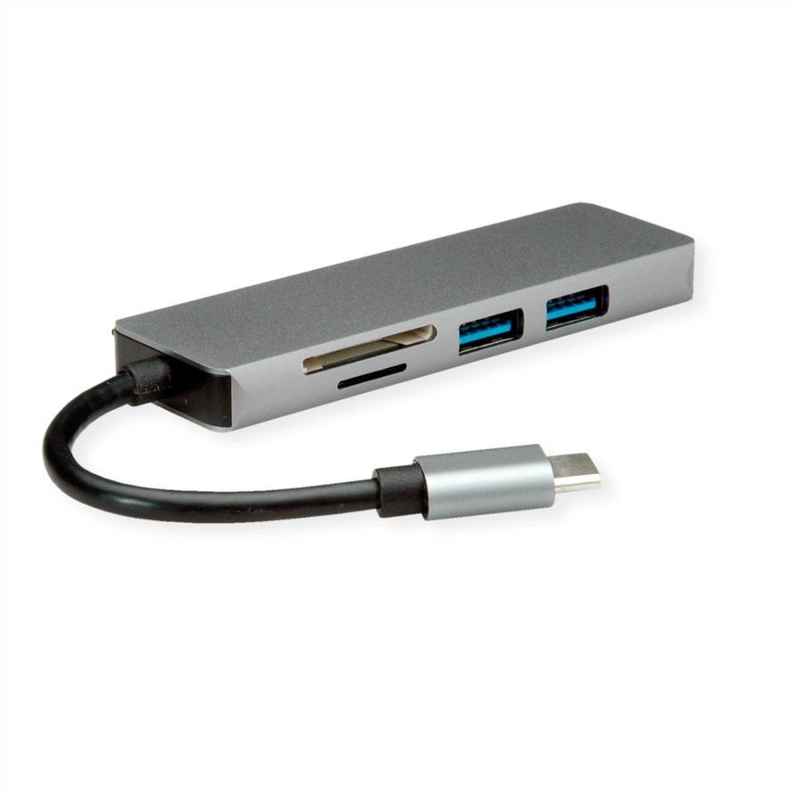 ROLINE Station d'accueil USB Type C, 4K HDMI, 2x USB 3.2 Gen 1, Card Reader