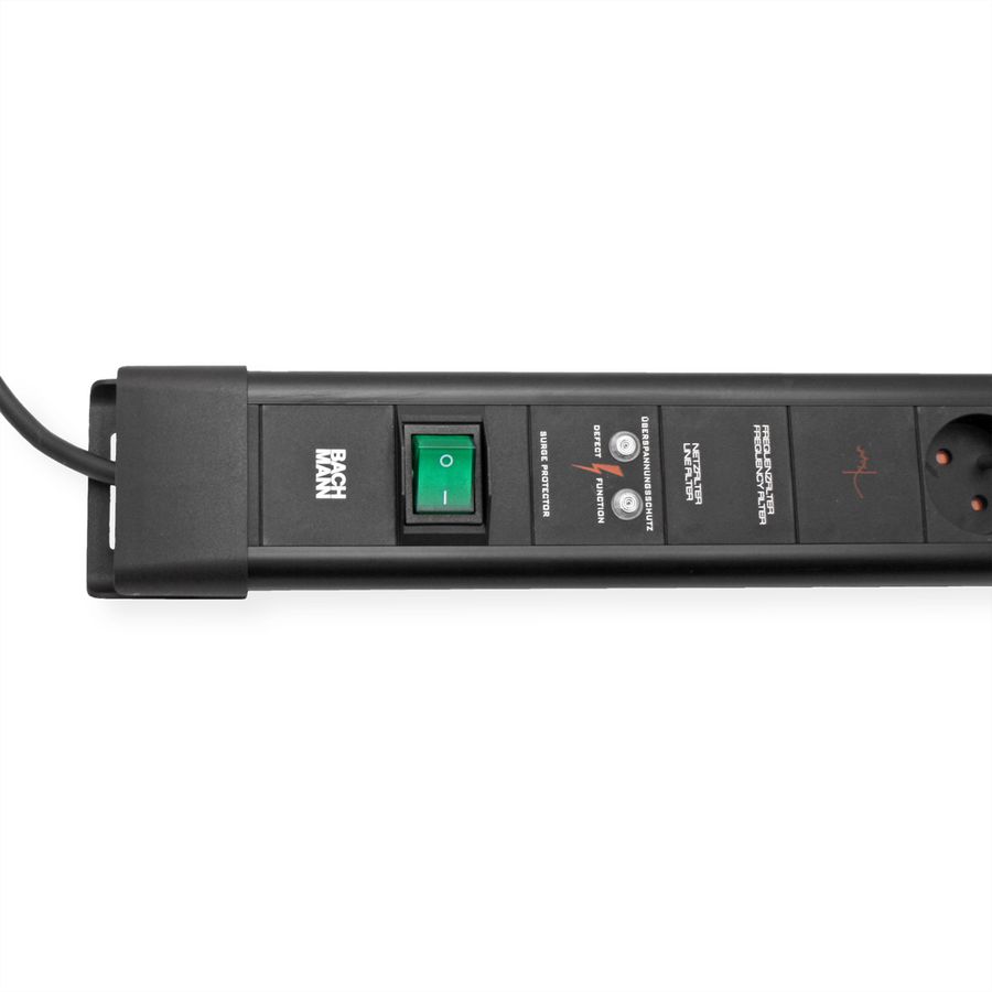BACHMANN CONNECTUS 6xUTE , 1xGVS 1xinterrupteur 2,0m CEE7/7 noir
