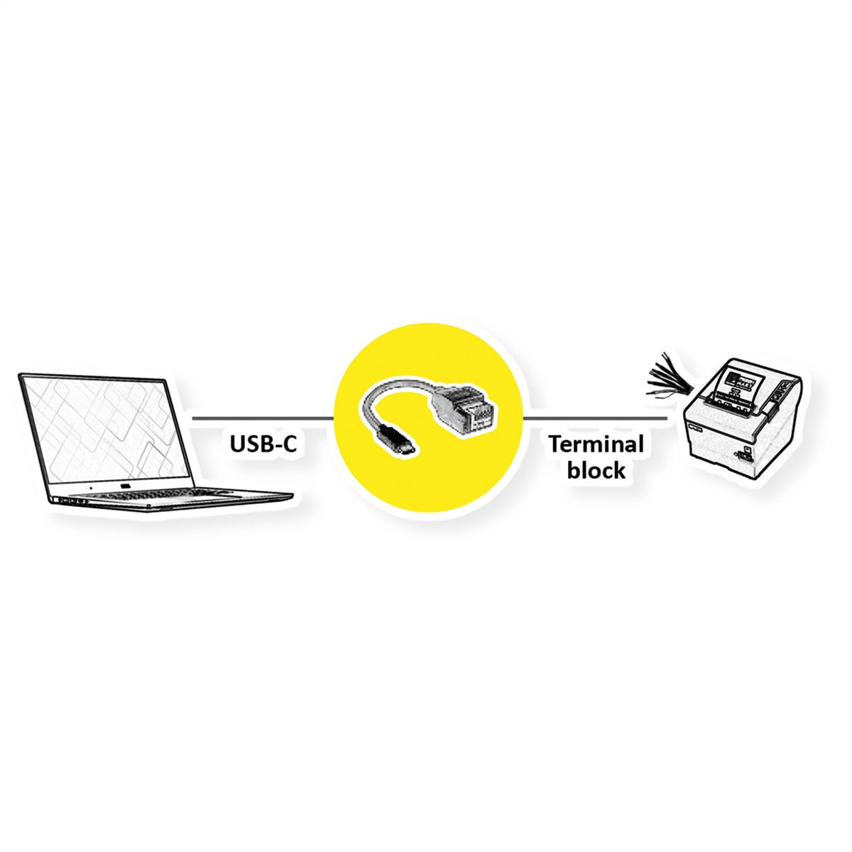 ROLINE Câble adaptateur USB-C vers adaptateur de bornier à 5 broches, 15 cm