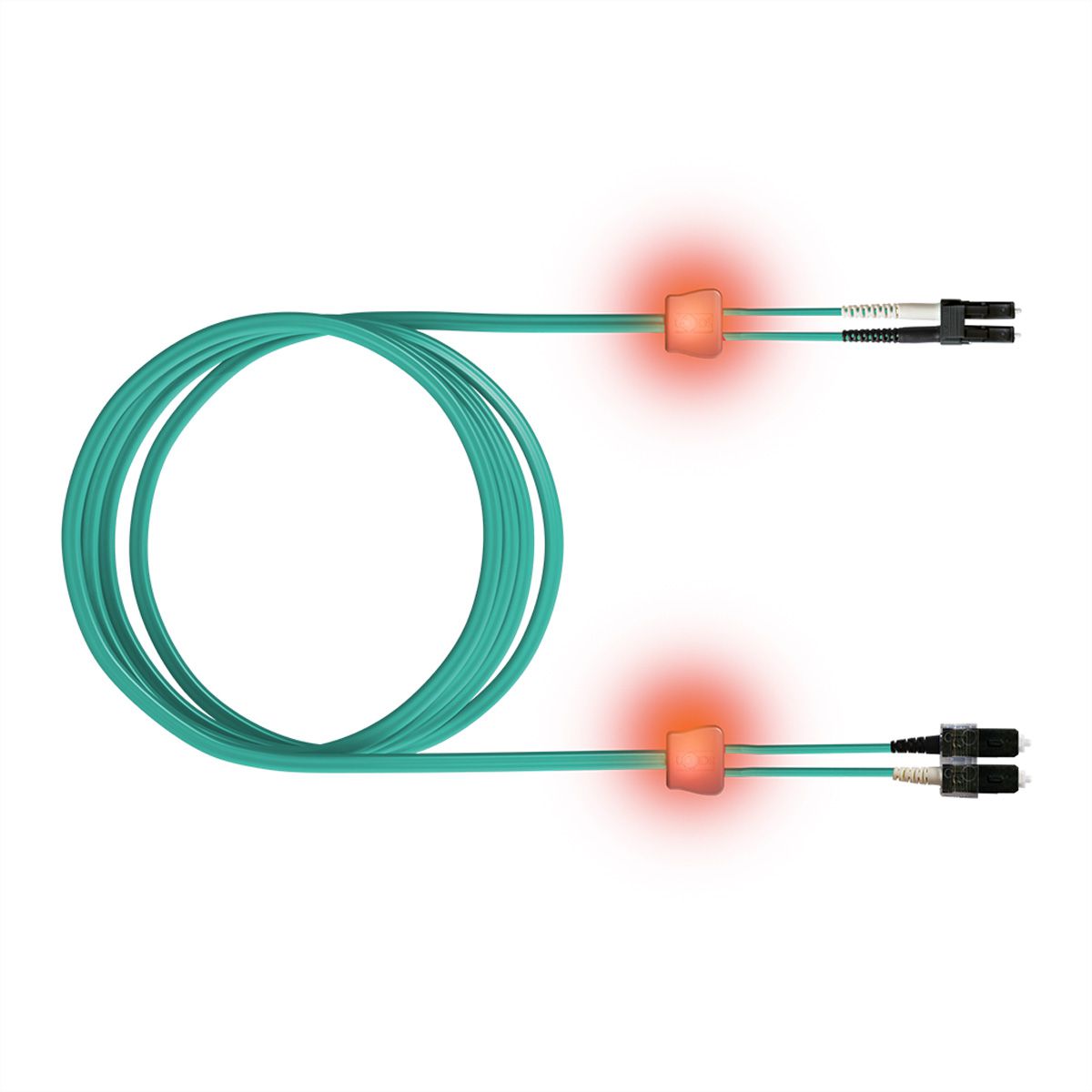 EasyLan Câble FO duplex 50/125µm OM3, LC/SC, turquoise, 1 m