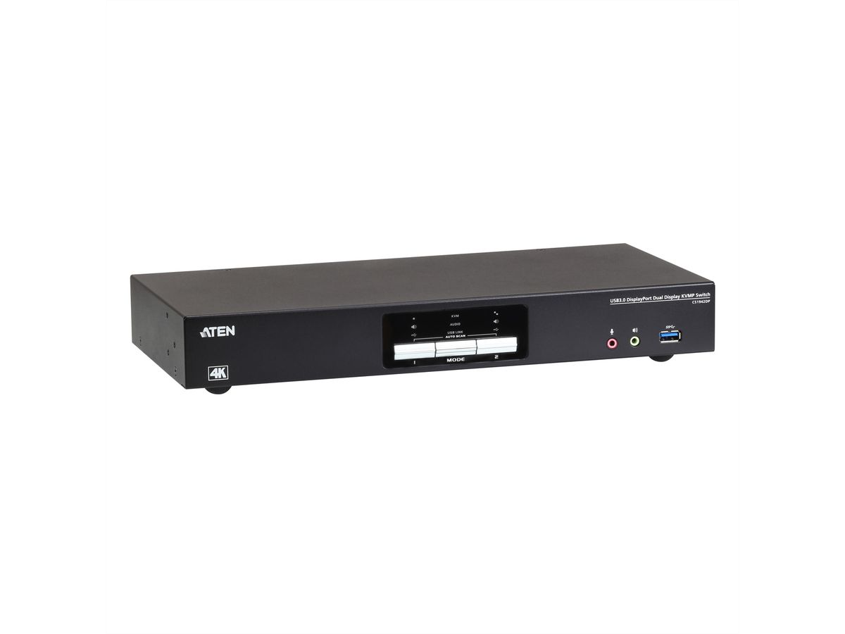 ATEN CS1942DP Commutateur KVMP à 2 affichages DP 4K, 2 ports USB 3.0