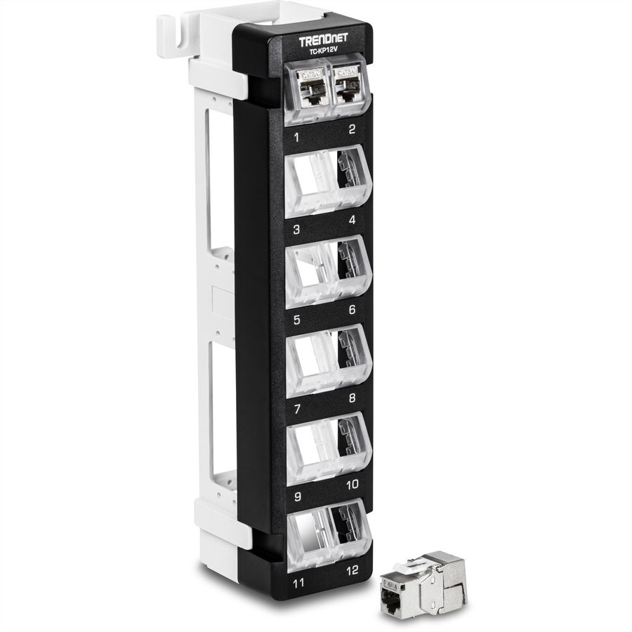 TRENDnet TC-KP12V Panneau de brassage Keystone vierge à 12 ports, montage mural coudé