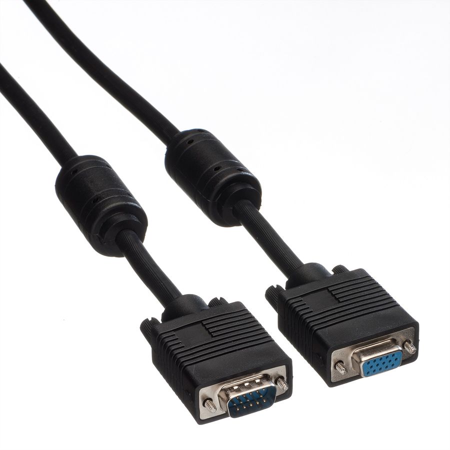 ROLINE SVGA HD15 M/HD15 F avec noyaux de ferrite, 2 m