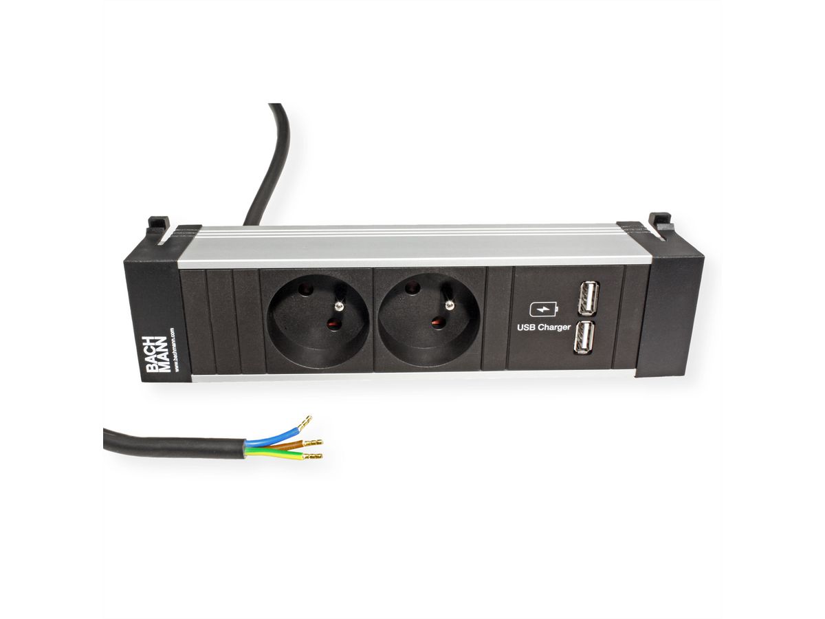 BACHMANN POWER FRAME 2xUTE 1xUSB Charge courant 2,0m AEH