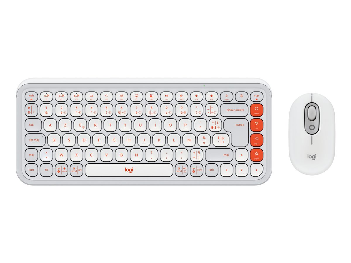 Logitech POP Icon Combo clavier Souris incluse Universel Bluetooth AZERTY Français Orange, Blanc