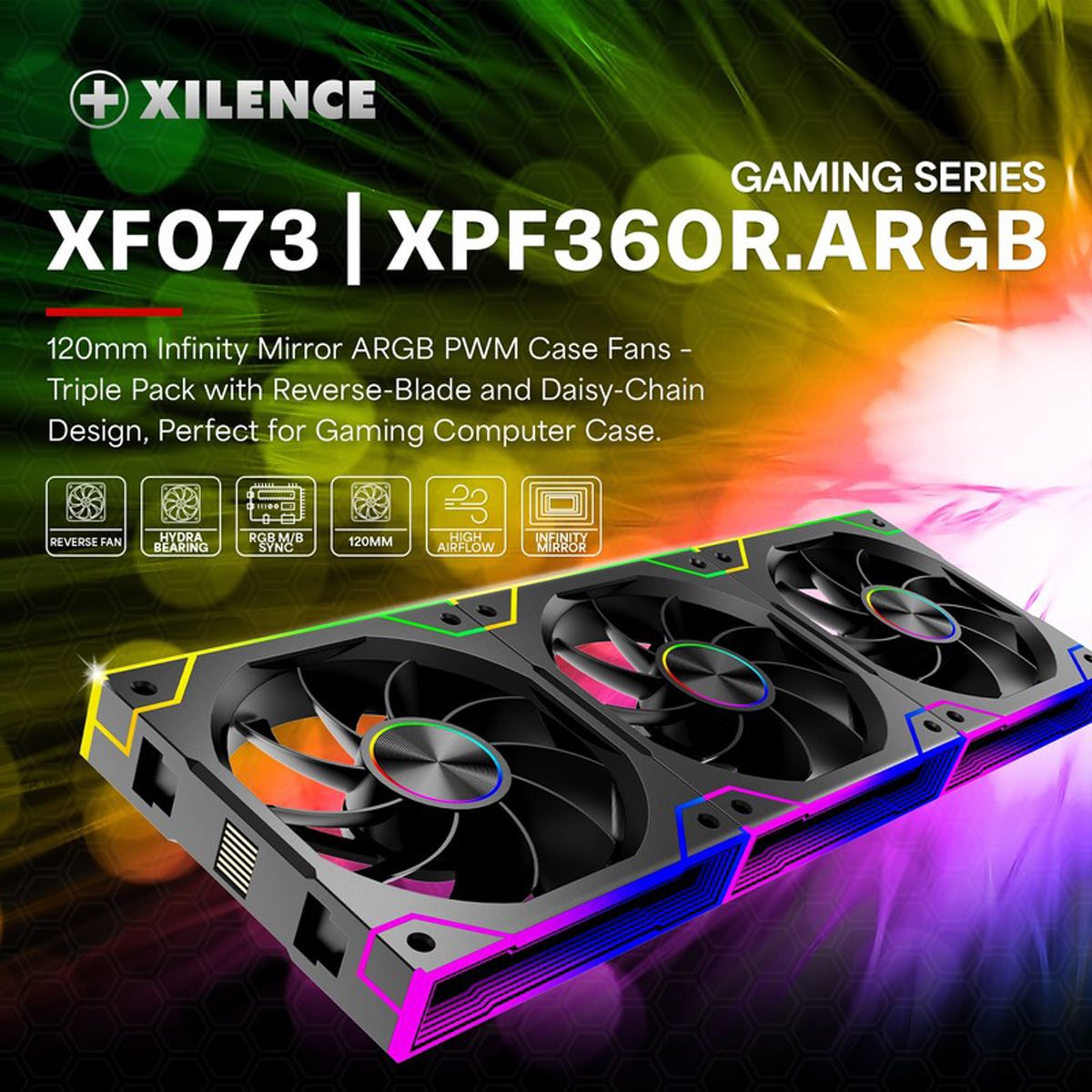 Xilence XPF120.ARGB 120mm PWM Ventilateur de boîtier, ARGB LED