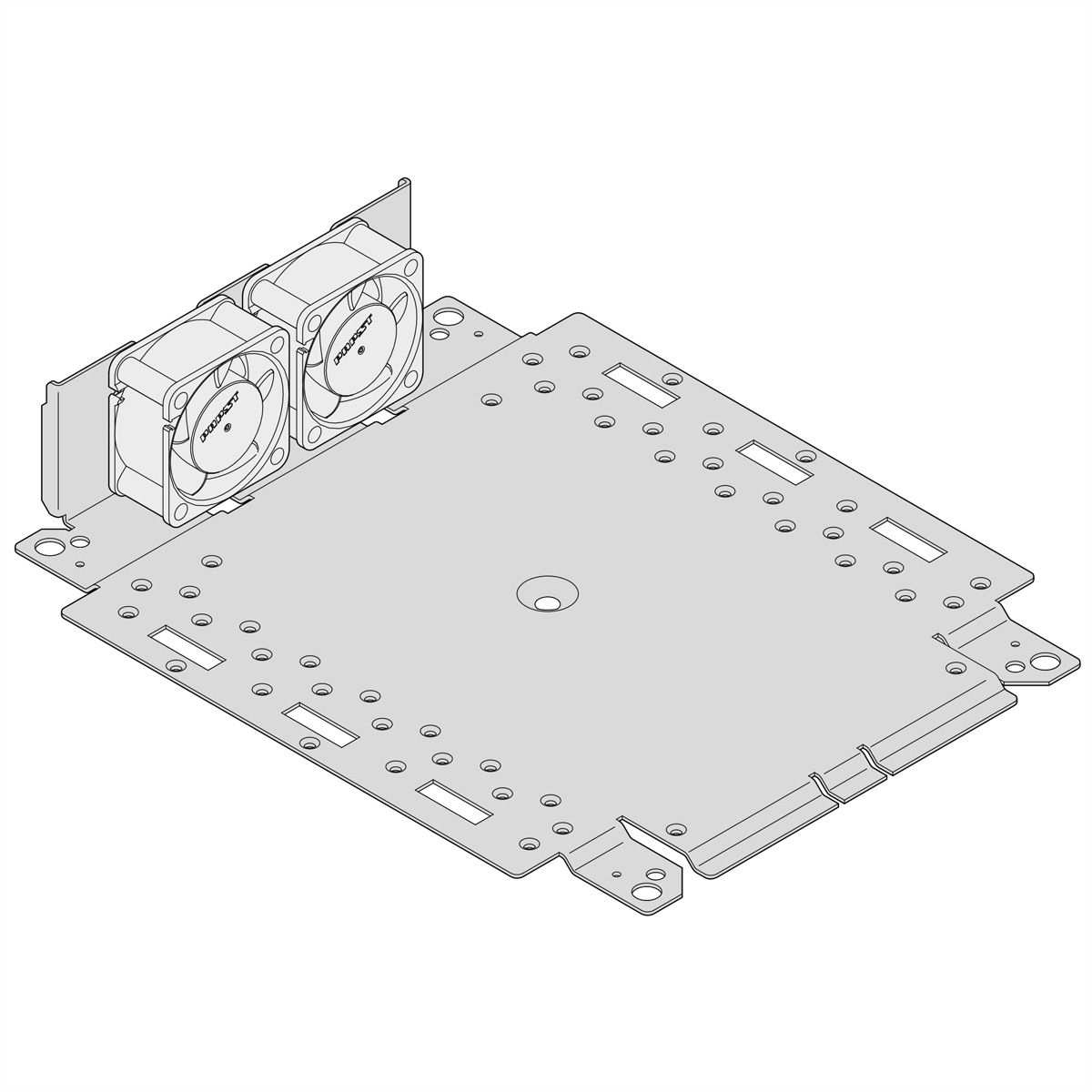 Plaque de montage SCHROFF Interscale avec support de ventilateur intégré et ventilateurs, 1U, 19", 3 ventilateurs