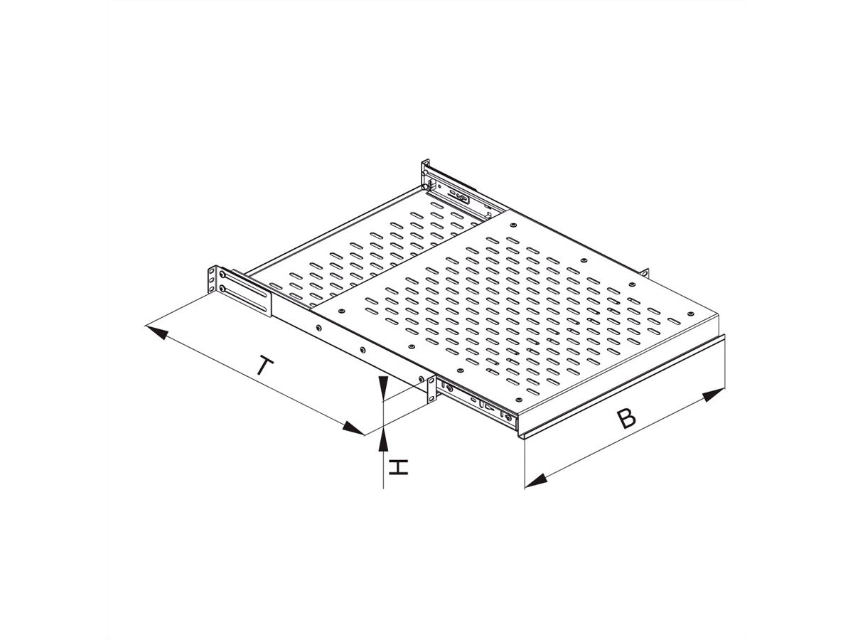 CONTEG Etagère 19" télescopique, 435 x 505 mm, 80kg