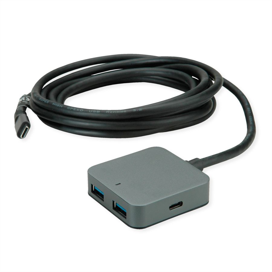 VALUE Hub USB 3.2 Gen 2, 4 ports (2x A+ 2x C) avec câble prolongateur, 3 m