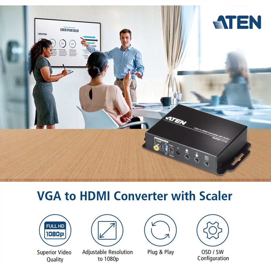 ATEN VC182 Convertisseur VGA-HDMI avec convertisseur de format d'image
