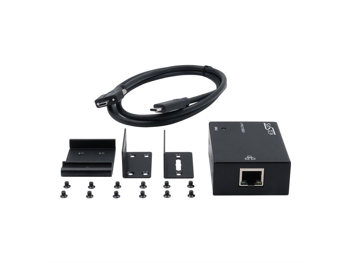 EXSYS EX-13020HMV USB 3.2 type C vers Ethernet 1 Gigabit, kit rail DIN inclus