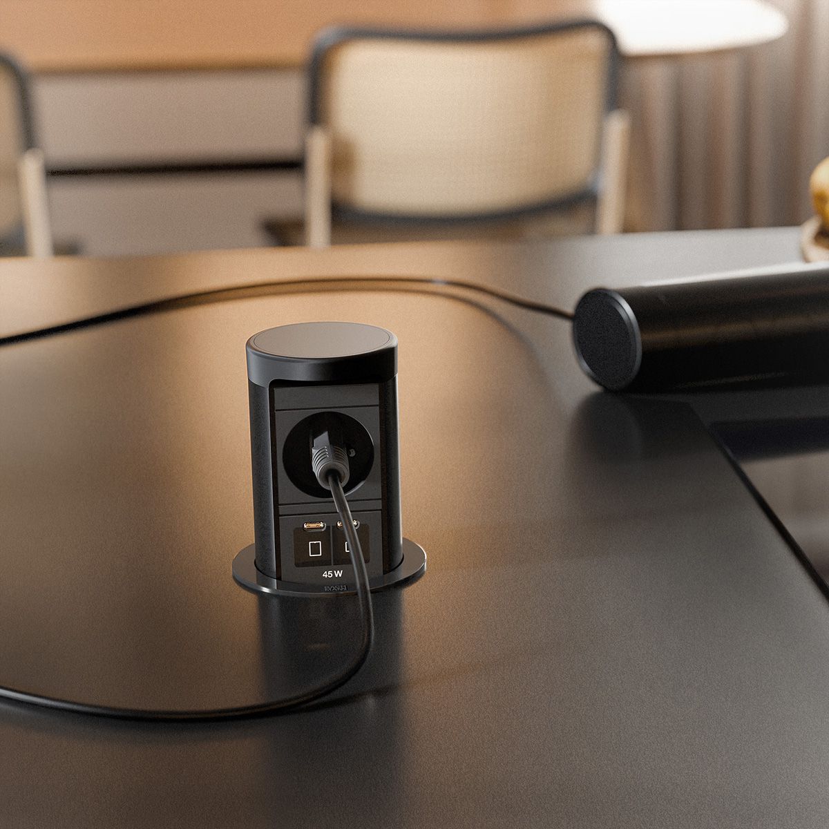 BACHMANN ELEVATOR2 1xUTE, 1xUSB C/C 45W RAL9005 2,0 m AEH