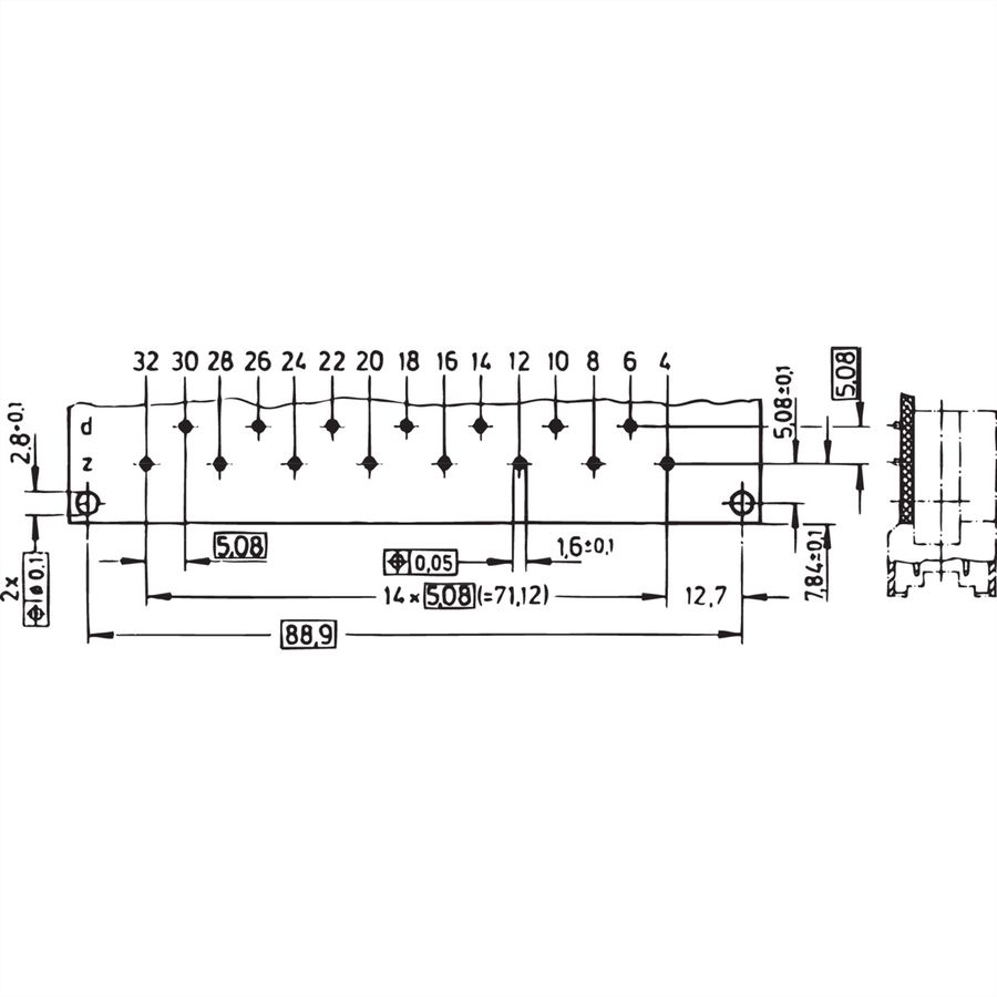 Connecteur SCHROFF de type H, EN 60603, DIN 41612, mâle, 15 contacts, longueur des broches 2.9 mm