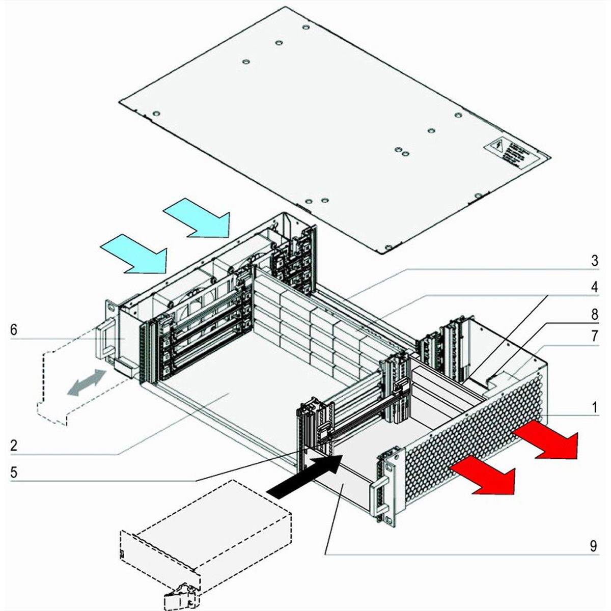 Système CPCI SCHROFF pour PSU enfichable, horizontal, 2 U, 4 slots
