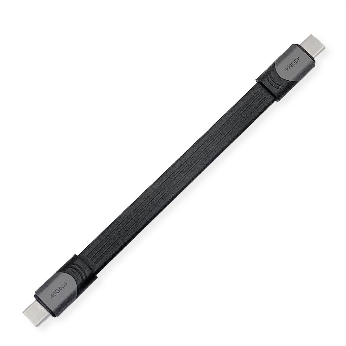 ROLINE Câble USB4 Gen3x2, C-C, M/M, 8K UHD-2, 40Gbit/s, 100W, plat, noir, 15 cm