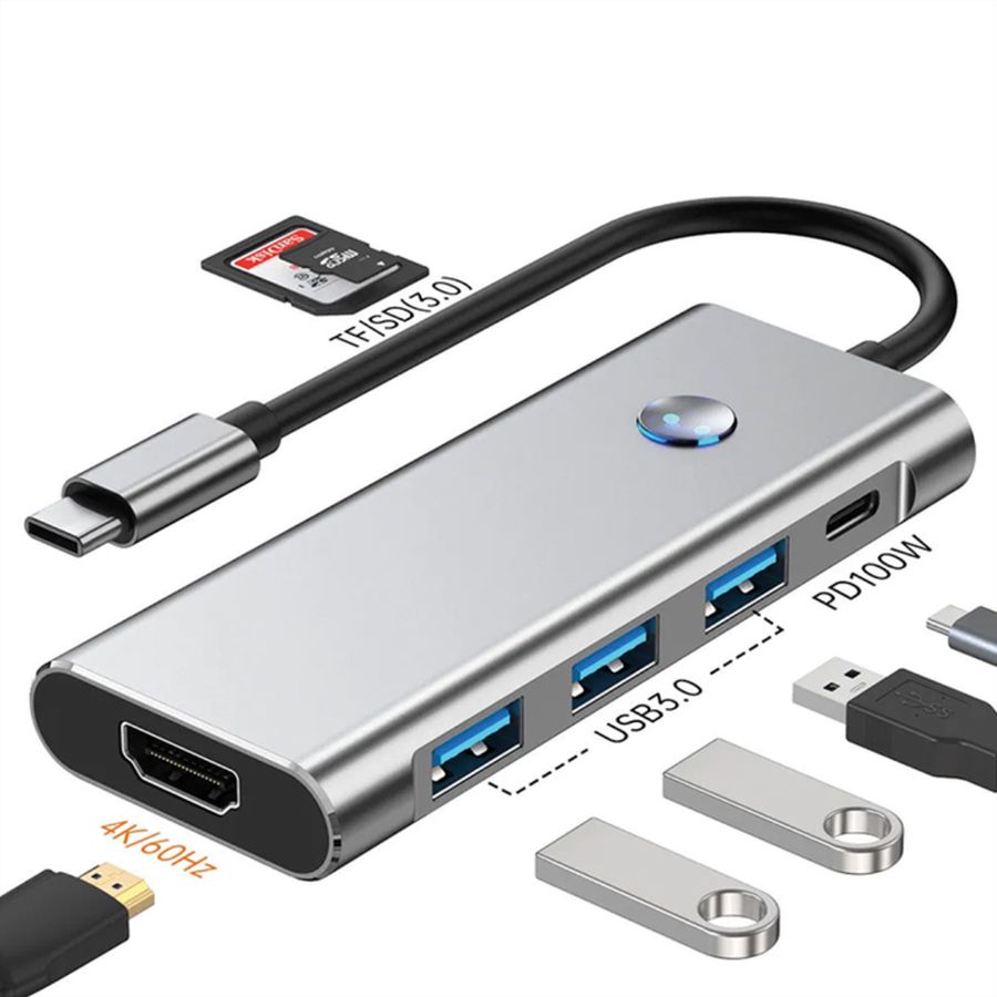 VALUE Station d'accueil USB type C, HDMI 4K60, 3x USB A + type C PD, 1x SD/MicroSD (TF)