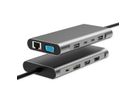 VALUE Station d'accueil USB type C, 2x HDMI (4K60 et 4K30), 1x DP 4K60, 1x VGA, 1x Gb Ethernet, 2x USB C, 2x USB A (3.2 Gen1 et USB 2.0, 1x type C PD